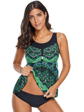 Top de baño tankini con falda y estampado vibrante